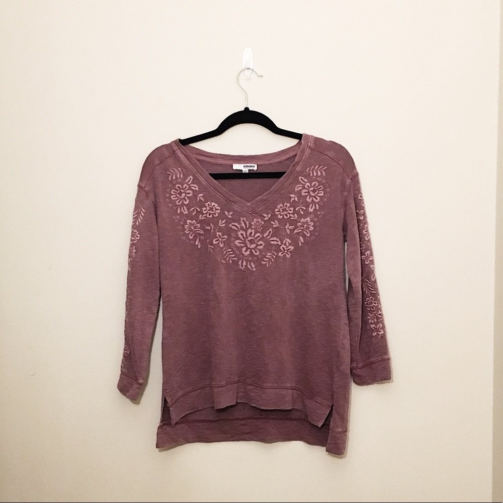 SOLD‼️ Sonoma Blush Floral Embroidered Sweater